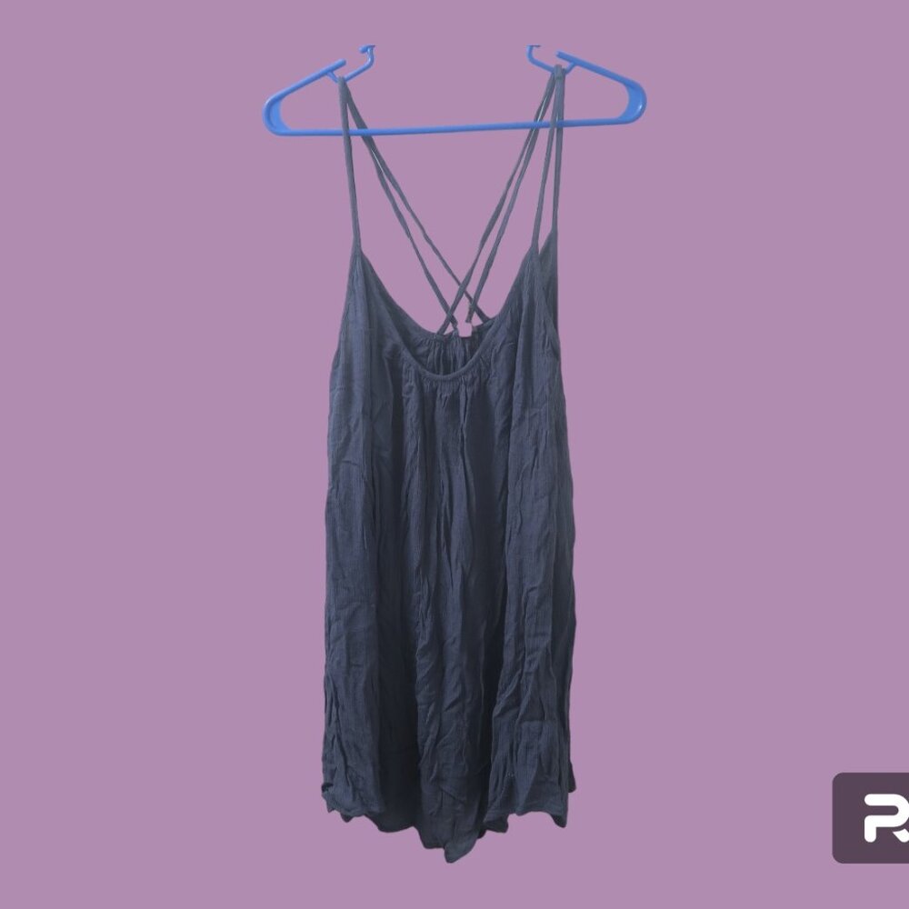Elan light weight criss cross strappy back tank spaghetti strap top in blue